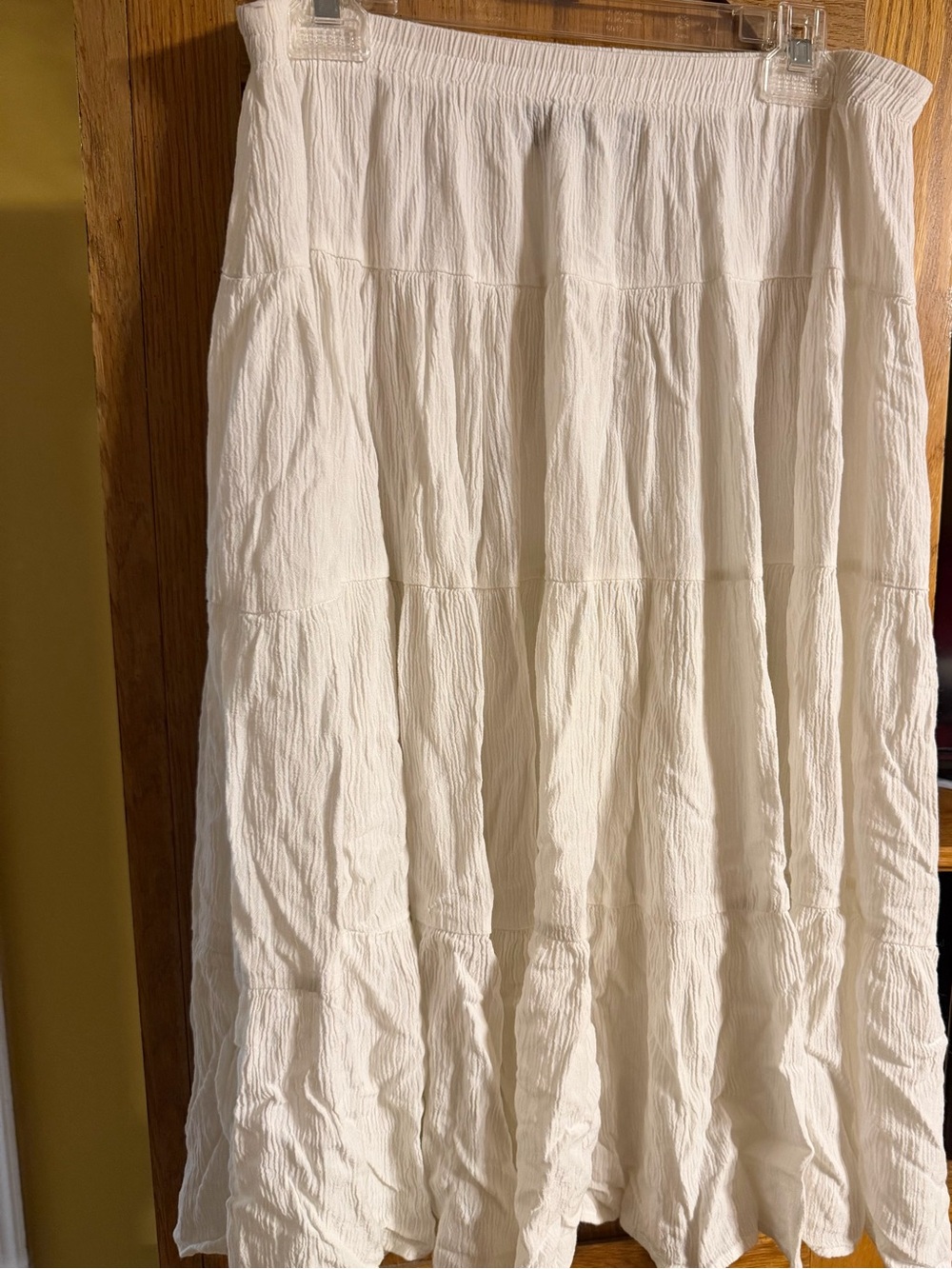 Sag Harbor Women’s White Tiered Maxi Skirt